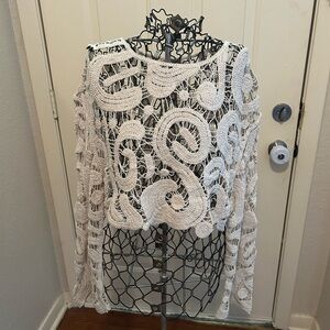 White Crochet Women Top
